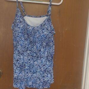 Women's Blue Patterned Swim Camisole